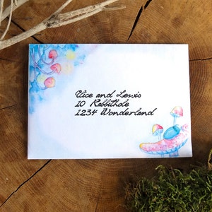 Printable Envelope C6 - Instant Download - Magical fairytale illustration: Firefly and beetle mushroom night