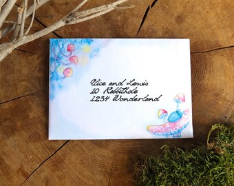 Printable Envelope C6 - Instant Download - Magical fairytale illustration: Firefly and beetle mushroom night