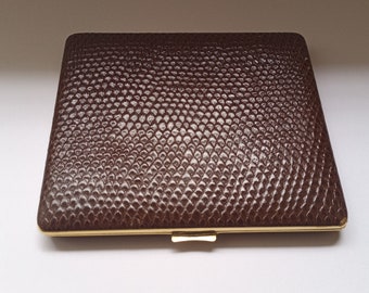 Vintage Brown embossed Leather Dereso Cigarettes case