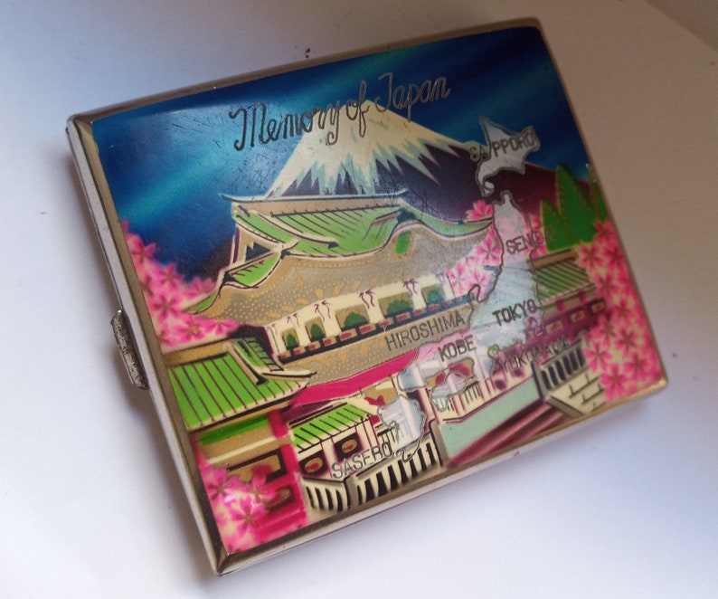 Vintage Cigarette case Memory of japan Etsy