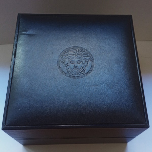 Vintage Versace black leather watch case box