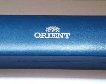 Vintage orient watch box case blue