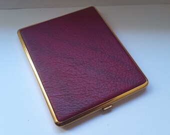 Vintage Brown Burgundy leather Cigarette case Made in w.Germany