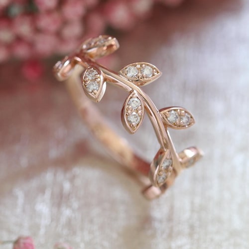 Leaves Wedding Ring in 14k White Gold Leaf Wedding Band Gold Etsy