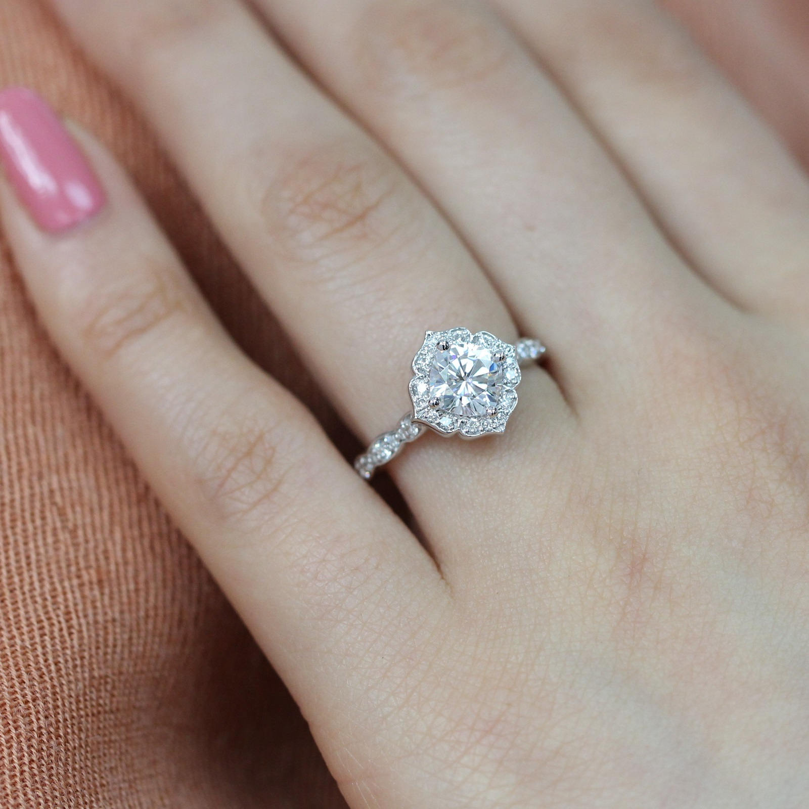 Forever One Moissanite Engagement Ring in 14k White Gold Mini | Etsy