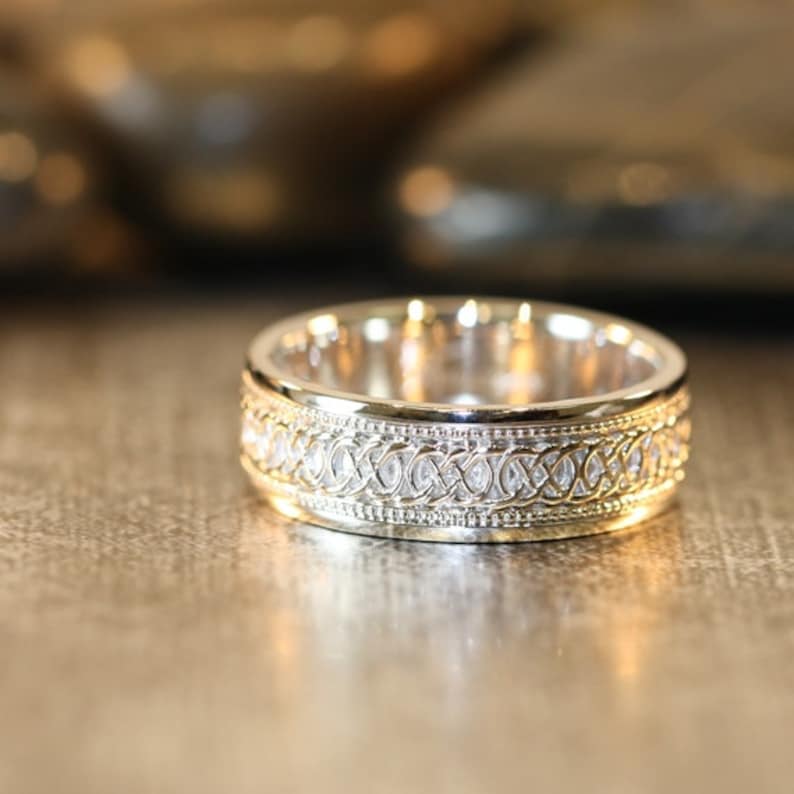 Infinity Celtic Knot Wedding Band 14k White Gold Unique