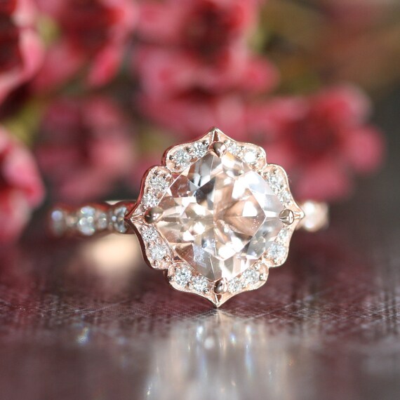 floral morganite engagement ring