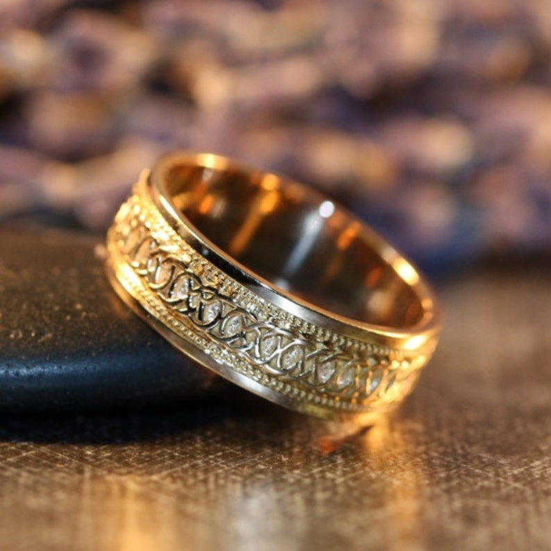 Infinity Celtic Knot Wedding Band 14k Yellow Gold Unique