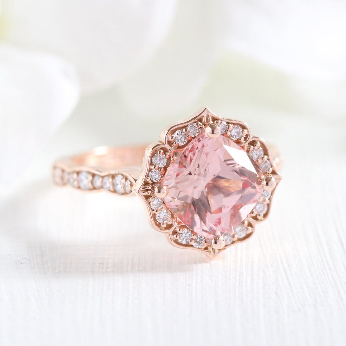 Champagne peach sapphire engagement rings best sale