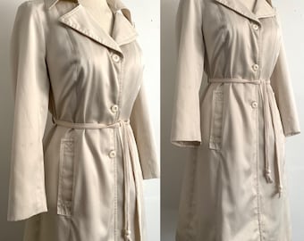 Gabardina clásica francesa &quot;AU PRINTEMPS Paris&quot; de los años 60 - Abrigo - Mac - Bardot - Talla S - Reino Unido 10