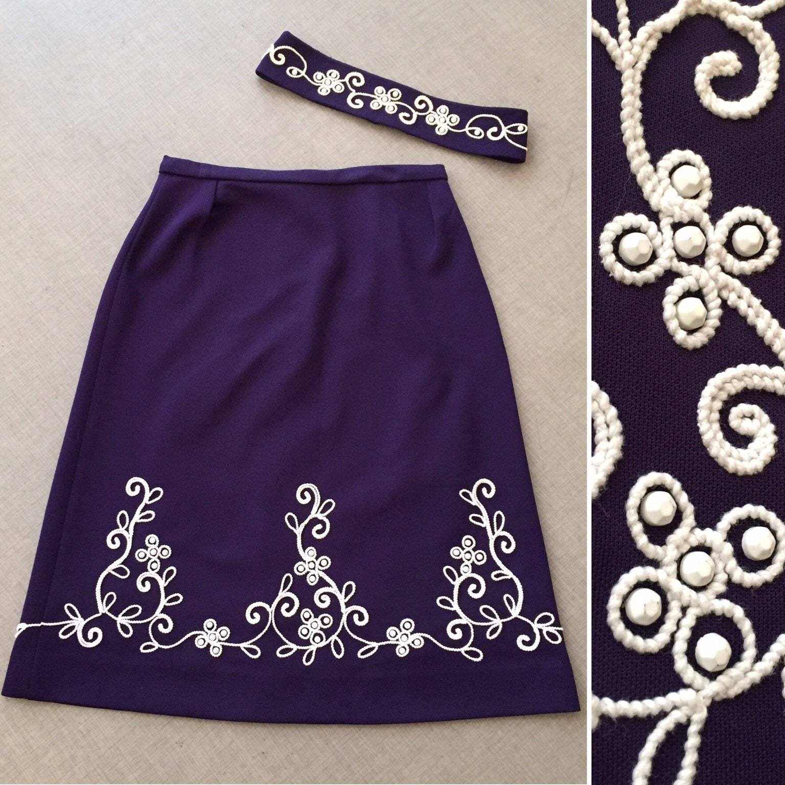 Image of 's Cord Work Deep Purple A Line Skirt - Mod Vlv Size M