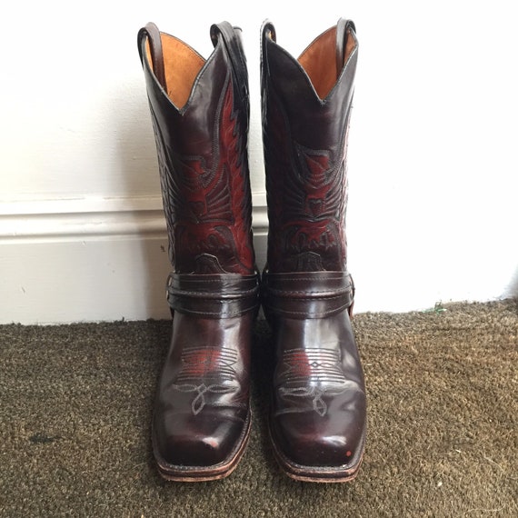 Perfect Sendra Leather Western Biker Boots Etsy