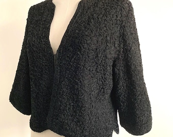 Chaqueta de noche Bolero &quot;E.Heinemann&quot; Chicago Ribbon Work de 1950 - Traje de película - Vamp - Gótico - Gótico - Bruja - Se adapta hasta un Reino Unido 16 - XL