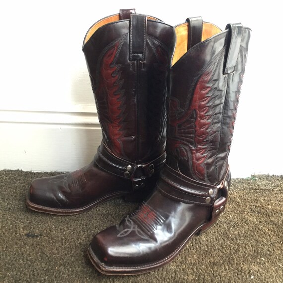 Perfect Sendra Leather Western Biker Boots Etsy