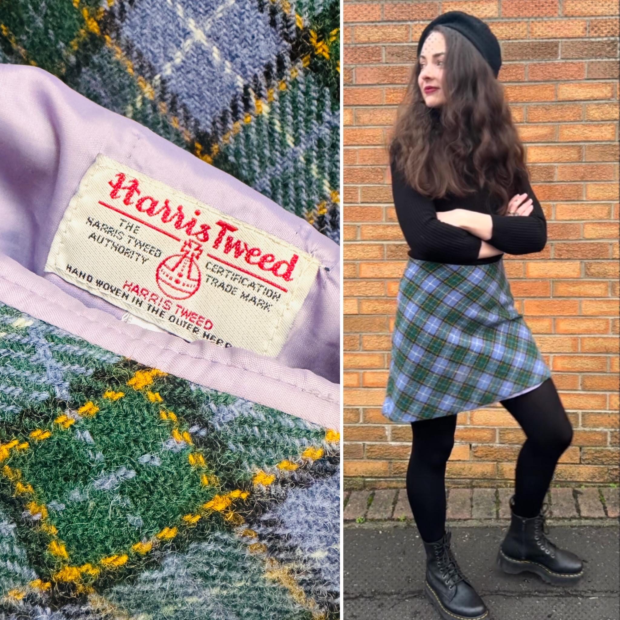 Mini-jupe H&M En Faux Tweed Et Cuir - Taille 10, Noir Et Blanc, Doublée, Occasion Très Bon état