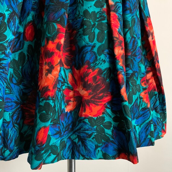 1950's Abstract Floral Rose Print Full Skirt - Mi… - image 4