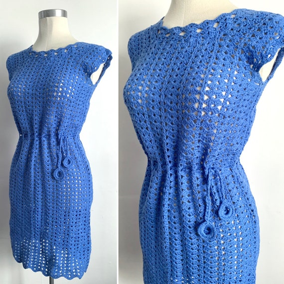 princess polly baby blue dress Crochet Navy Dress Asymmetric Blue Dress Maxi Lace Dress Crochet Navy Dress Knit Blue Dress Off Shoulder Dress Knit Sleeves Navy Dress main image 1