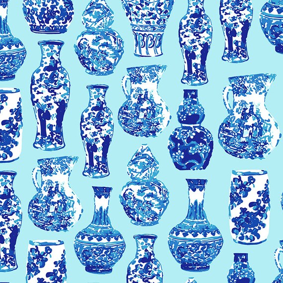 Chinoiserie chinese vase seamless repeat pattern art print