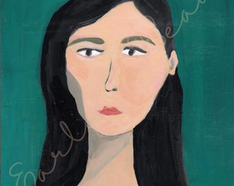 Original Acrylic 8x10" Painting "Caroline" on Hardboard Frame 3/4" depth