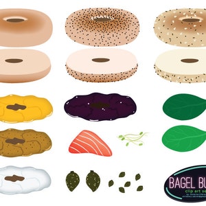 Bagel Buffet Clip Art Set - Build Your Own Bagel