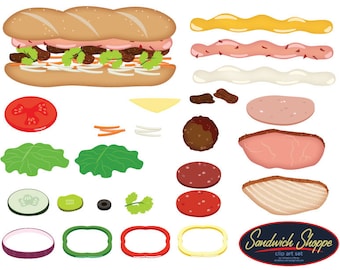 Sandwich Shoppe Clip Art Set - Build your own sandwich!