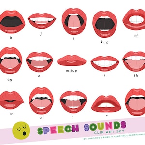 Set di suoni di discorso fonema bocca Clip Art