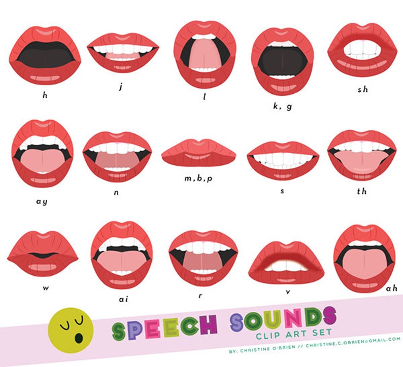 Speech Sounds Phoneme Mouth Clip Art Set Etsy Finland