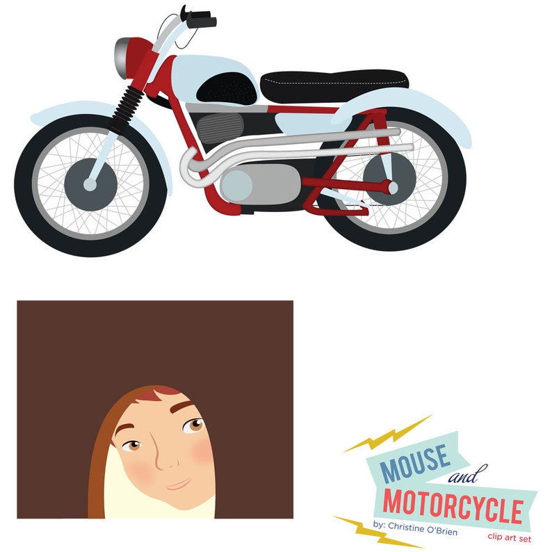 Mouse and Motorcycle Clip Art Set instant Download - Etsy