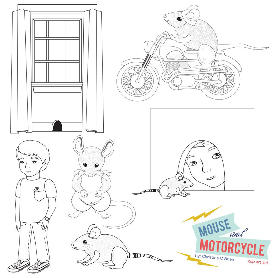 Mouse and Motorcycle Clip Art Set instant Download - Etsy