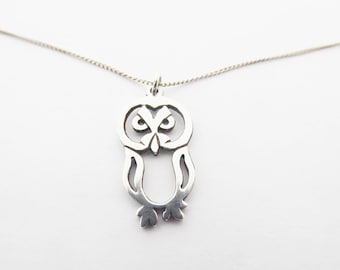 Vintage Silver Open Style Tiny Owl Pendant