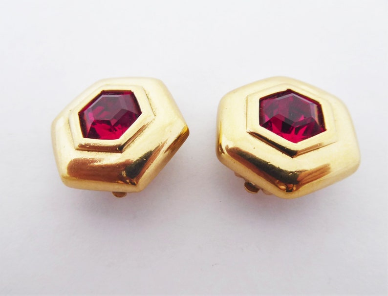 Vintage Swarovski SAL Gold Tone Hexagon Clip on Earrings With - Etsy UK