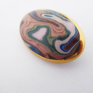 Vintage Bouchet Jersey Agateware Ceramic Oval Brooch image 4