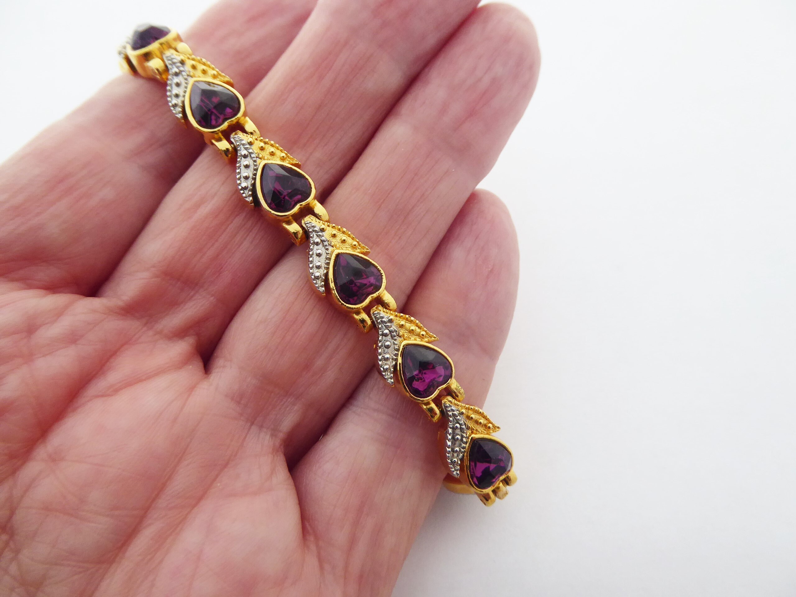 Purple & Gold Rhinestone Bracelet