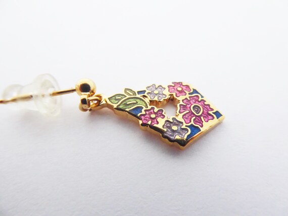 Vintage Small Gold Tone Cloisonné Enamel Kite Sha… - image 7