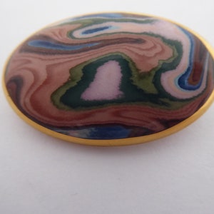 Vintage Bouchet Jersey Agateware Ceramic Oval Brooch image 6