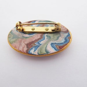 Vintage Bouchet Jersey Agateware Ceramic Oval Brooch image 5