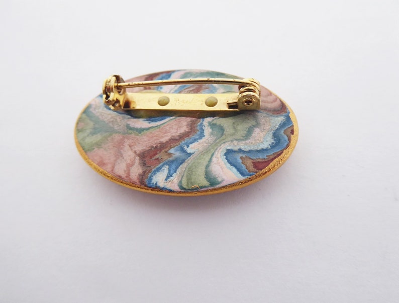 Vintage Bouchet Jersey Agateware Ceramic Oval Brooch image 5