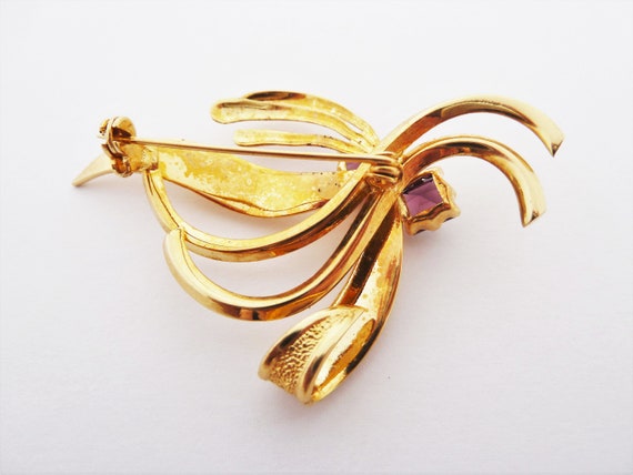 Vintage Gold Tone Abstract Swirl Spray or Ribbon … - image 5
