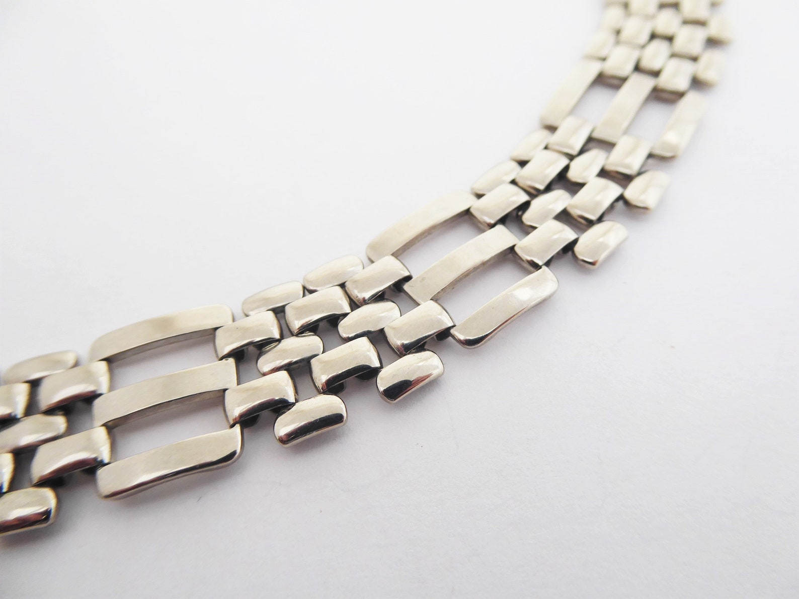 Vintage Silver Tone Panther Chain Gate Link Articulated Etsy