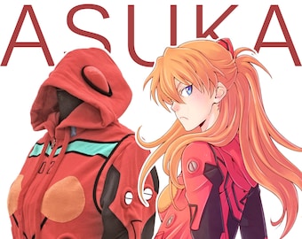 OTAKool: Unisex hooded full zip sweatshirt inspired by ASUKA SORYU LANGLEY's plugsuit from Neon Genesis Evangelion. On demand!