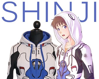 OTAKool: Hooded full zip sweatshirt inspired by SHINJI IKARI's plugsuit from Neon Genesis Evangelion. On demand!