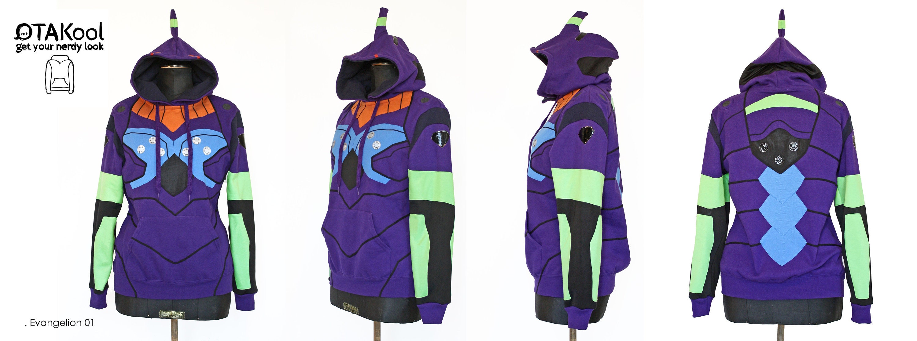 Otakool: Hooded Sweatshirt Inspired by the Evangelion 01 From Neon