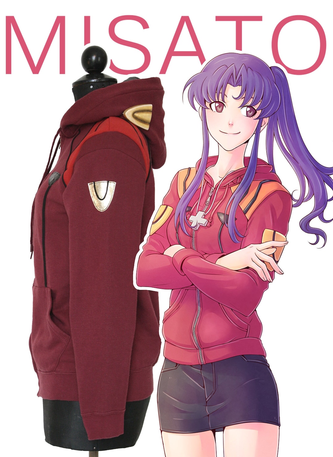 Otakool: Hooded Full Zip Sweatshirt Inspired by MISATO Otakool: Hooded Full Zip Sweatshirt Inspired by MISATO