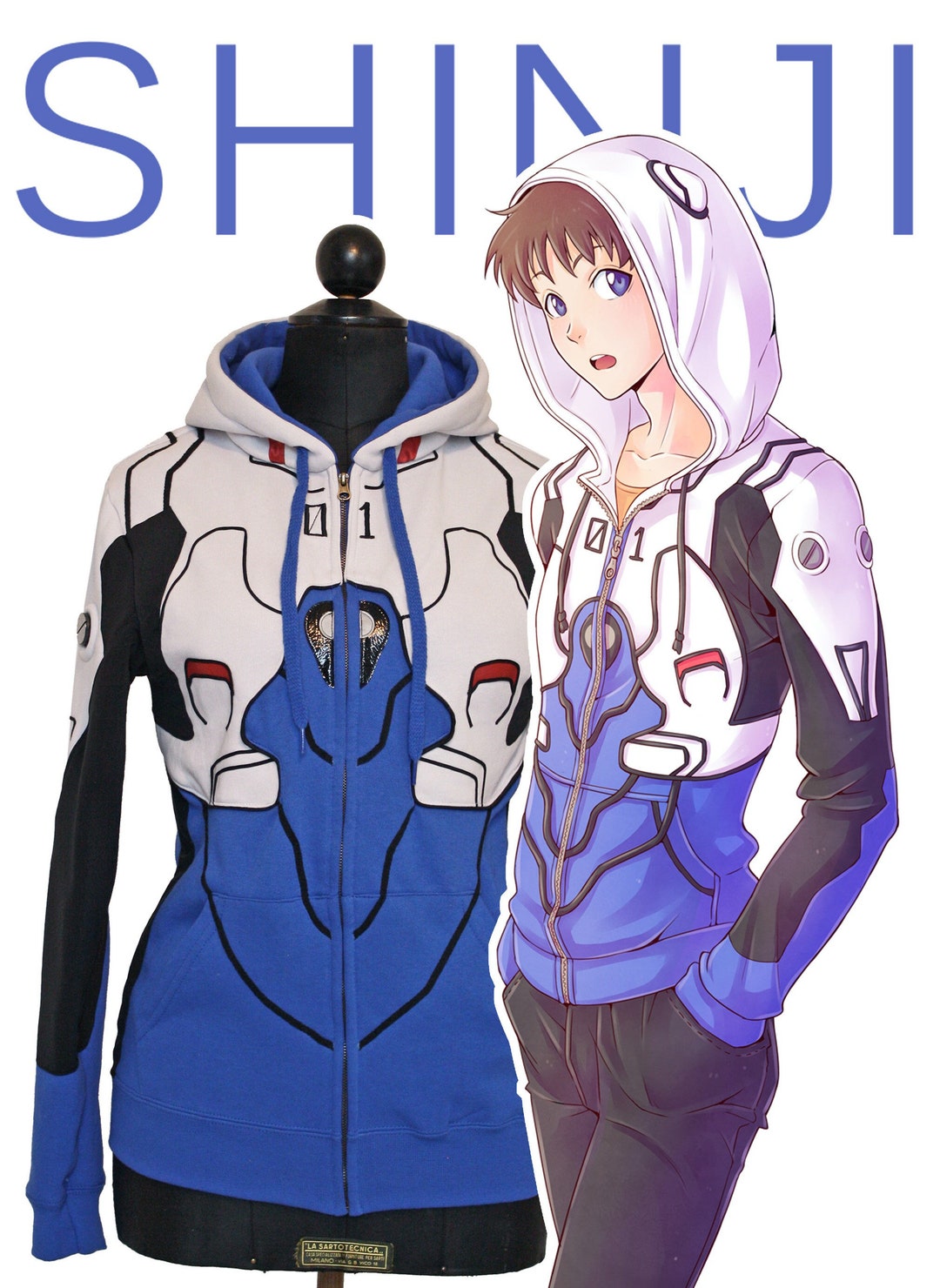 Otakool: Hooded Full Zip Sweatshirt Inspired by SHINJI Otakool: Hooded Full Zip Sweatshirt Inspired by SHINJI