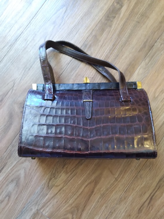 Vintage genuine alligator leather handbag by Vassa