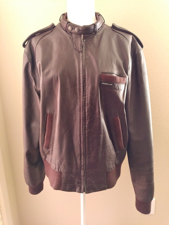 Members Only brown leather jacket