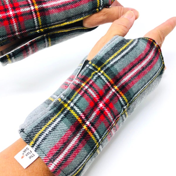 Hand/Wrist Heat Wrap Filled with Flax, Carpal Tunnel Relief, Wrist Warmers, Mitt for Arthritis, Gifts for Men, Microwave Moist Heating Wrap