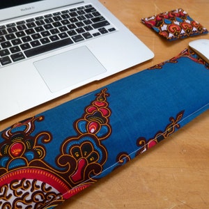 Keyboard Pad Mouse Pad - Ergonomic Wrist Rest Heat Pack - Support Wrist while Typing - computer accessory -  Turquoise Batik Desk Accessory