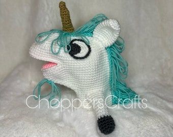 DIGITAL PATTERN Blue Unicorn Horse Unihorse Horse Unigoat Goat Puppet Crochet Pattern