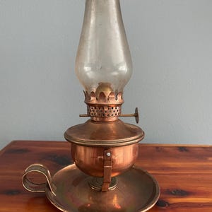 Vintage Hurricane Lamp Oil Tilts Adjusting Lamp Mini 7.5 inch Tall Hong Kong